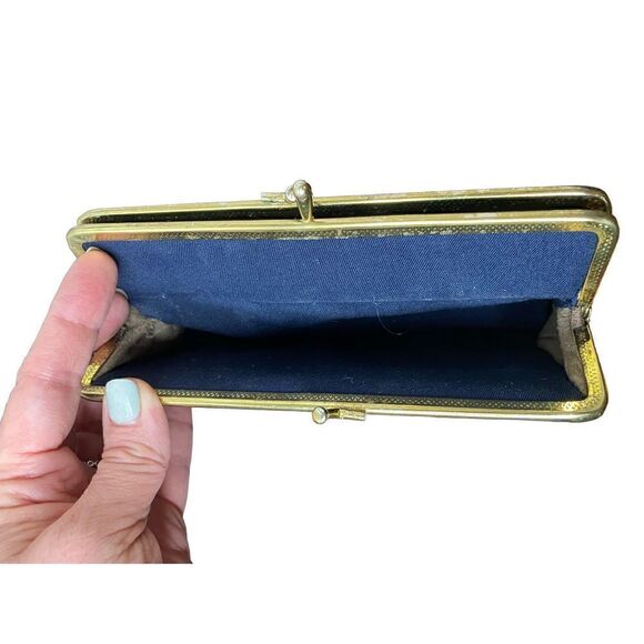 Vintage leather Mexican snap close coin purse clutch in brown tooled leather 195 - Picture 2 of 7